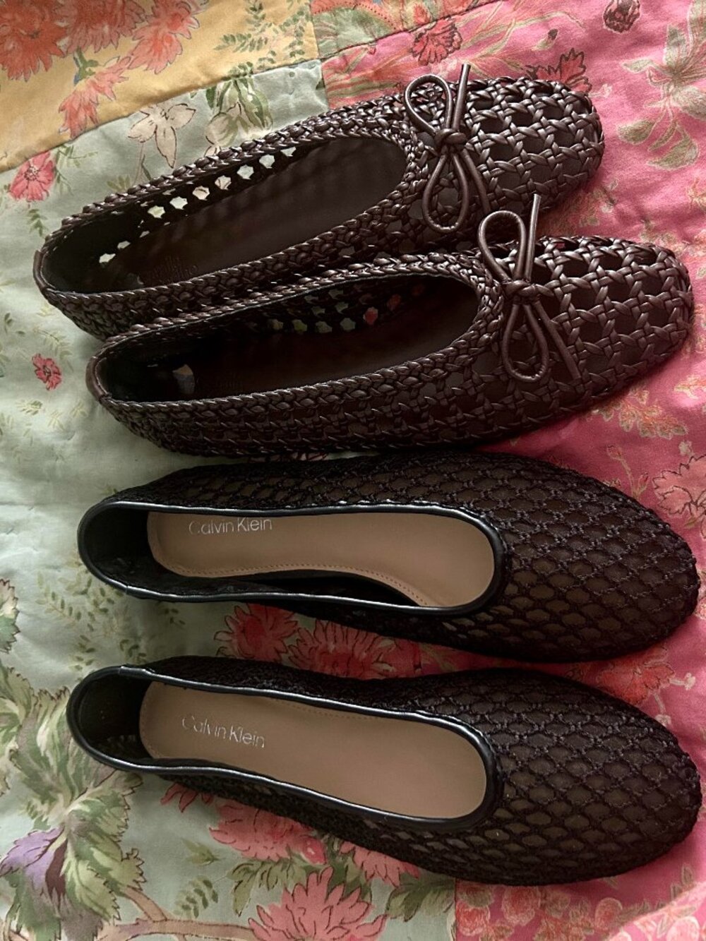 WOVEN BALLET FLATS--Two pairs, woven flats, size 7, like new condition